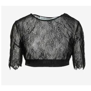 Off white lace crop top black M